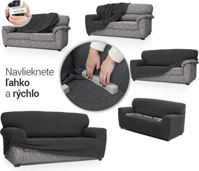 Super strečové poťahy NIAGARA smotanová sedačka s otomanom vľavo (š. 200 - 300 cm)