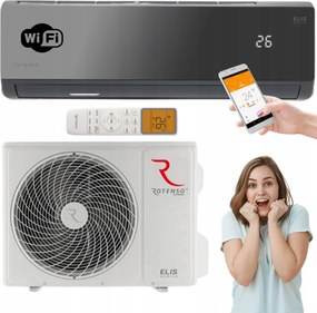 Klimatizátor Rotenso Elis 3,4 kW WiFi Čierna Klimatizácia Na Stenu Do Domácnosti