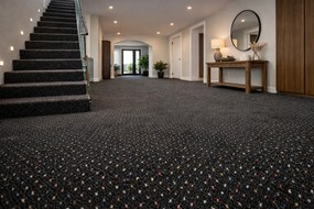 Betap, Metrážny koberec Virtuose 78, na mieru, šíře 4m, čierna, filc, chodba / predsieň