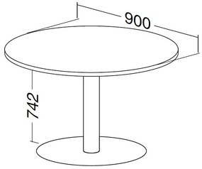 Konferenčný stôl ProOffice priemer 90 x 74,2 cm, buk