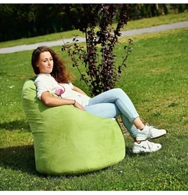 Sedací vak hruška semišová zelená EMI