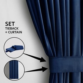 Tmavomodrý zamatový dimout záves 140x270 cm Eyelets – Restilo