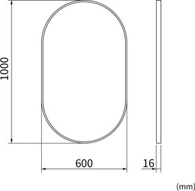 Erga Oval, oválne zrkadlo 60x100cm, zlatý rám, ERG-V01-OVAL-6010-GD