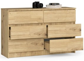 Komoda Kuba 120 cm 6 zásuviek dub artisan