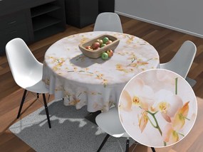 Biante Teflónový okrúhly obrus TF-045 Orchidey na béžovom Ø 40 cm