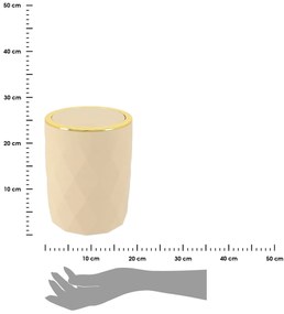 Odpadkový kôš Lorantos, béžová/so zlatými prvkami, 6L