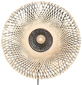 Orientálna nástenná lampa bambus 50 cm so zástrčkou - Rina