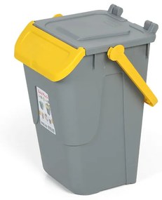 Plastový odpadkový kôš na triedenie odpadu ECOLOGY II, 35 l, sivá/žltá