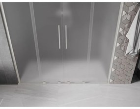 Mexen Velar L Duo, posuvné sprchové dvere do otvoru 180 cm, 8mm sklo námraza, brúsená oceľ, 871-180-003-32-97