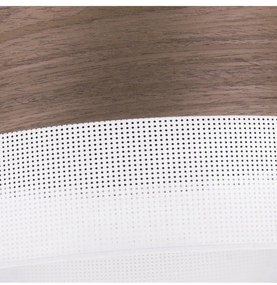 Závesné svietidlo Wood, 1x hnedá orechová dýha/biele PVC tienidlo, (fi 30cm)
