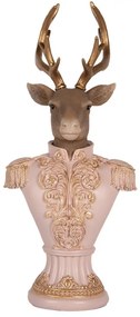 Ružovo-hnedá vianočná dekorácia busta jeleň Deer - 16,14*36 cm