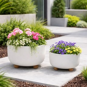 Plastový květináč na nožičkách TERRA 14,4x29,7 cm bílý