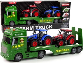 LEAN Toys Sada „Farma“ – odťahovka, nákladné auto, traktor, zvuky a svetlá, 3 diely