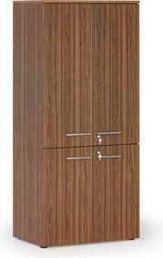 Kancelárska policová skriňa PRIMO WOOD, polené dvere, 800 x 500 x 1781 mm, orech