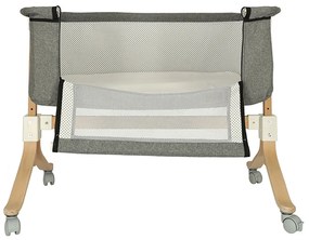 KIK Detská postieľka drevená postieľka na kolieskach sivá