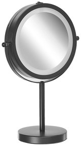 LED Makeup zrkadlo ø 17 cm TUCHAN čierne Beliani