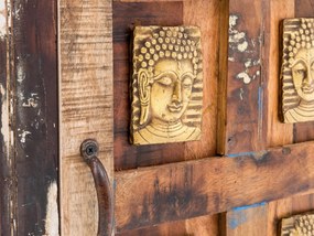 furniture-nabytek.cz - Masívna vysoká kúpeľňová skrinka Sumana z recyklovaného dreva, lakovaná, hnedá – 50×40×180 cm