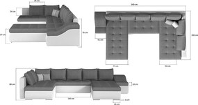 Rohová sedačka U s rozkladom a úložným priestorom Grosseto P - sivá (Sawana 05) / čierna (Soft 11)