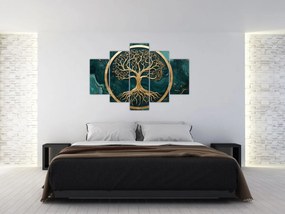 Obraz – Zlatý strom života v mramore (150x105 cm)