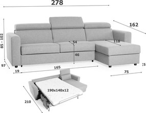 Rohová sedacia súprava na každodenné spanie TAVOLA rozkladacia, čierná (penelope 25), 140 (v12)