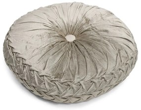 Béžový zamatový okrúhly vankúš Smock - Ø 40 * 15cm