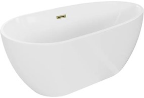 Mexen Eos, voľne stojaca vaňa 150 x 75 cm, biela, zlatý lesklý prepad, 52471507500-50