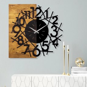 Nástenné dekoratívne hodiny WALLIE I. 58 cm orech/čierna