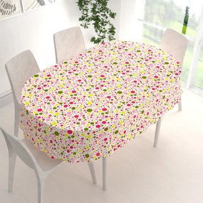 Biante Bavlnený oválny obrus Sandra SA-209 Ružové a žlté bodky na bielom 120x200 cm