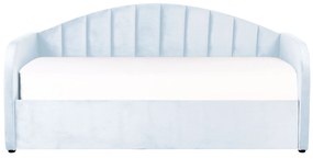 Zamatová jednolôžková posteľ svetlomodrá EYBURIE Beliani