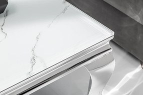 Dizajnový konferenčný stolík Rococo 100 cm strieborný - mramor