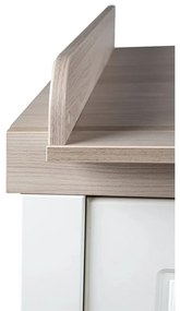 Biela nízka detská komoda v dekore brestu s prebaľovacím pultom 120x98 cm Felicia – Roba