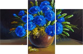 Obraz modrých kvetov vo váze (90x60 cm)