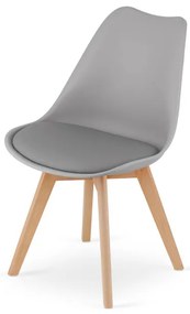 Set troch jedálenských stoličiek MARK - sivé (hnedé nohy) (3ks)