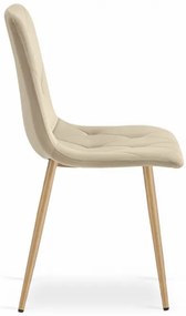 Set troch jedálenských stoličiek LIBRA zamatové svetlobéžové / drevené nohy (3 ks)