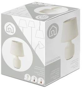 Bielo-hnedá keramická stolová lampa s textilným tienidlom (výška 24 cm) – Casa Selección