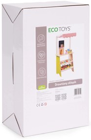 ECOTOYS Drevený detský stánok s pokladňou a váhou