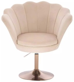 LuxuryForm DESIGN Kreslo FREY VELUR na zlatom tanieri - krémové