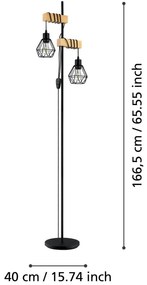 Stojacia lampa v čiernej a prírodnej farbe (výška 166,5 cm) TOWNSHEND 5 – EGLO