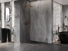 Mexen Lunar-B Duo výklopný sprchový kút 90 x 75 cm, číre sklo, medená matná, 832-090L-075P-65-00