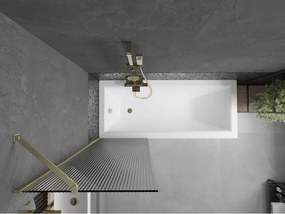 Mexen Next, 1-krídlová vaňová zástena 60 x 150 cm, 6mm sklo Ribs, zlatá matná, 895-060-000-00-09-55