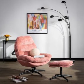 Otočné kreslo s podnožkou, ružové DEFIT