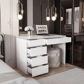 PISACÍ STÔL NESSIE BIELY LESK + STRIEBORNÝ 120 cm