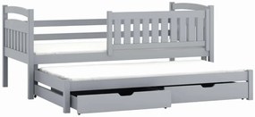 Detská posteľ z masívu borovice GABRIEL s prístelkou a šuplíky - 200x90 cm - biela