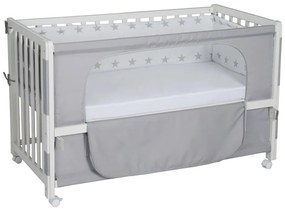 Biela postieľka na kolieskach s baldachýnom 60x120 cm Little stars – Roba