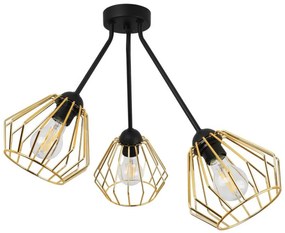 Stropné svietidlo Nuvola Trio, 3x zlaté drôtené tienidlo