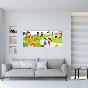 Obraz detských radovánok na pieskovisku (120x50 cm)