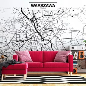 Artgeist Fototapeta - Warsaw Map Veľkosť: 100x70, Verzia: Premium