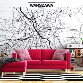 Artgeist Fototapeta - Warsaw Map Veľkosť: 200x140, Verzia: Standard