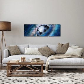 Obraz - Futbalová lopta vo vesmíre (s hodinami) (90x30 cm)