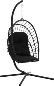 CH ERIS ČIERNA SKLADACIA ZÁVESNÁ STOLIČKA, VANKÚŠ – ČIERNY, RÁM – ČIERNY